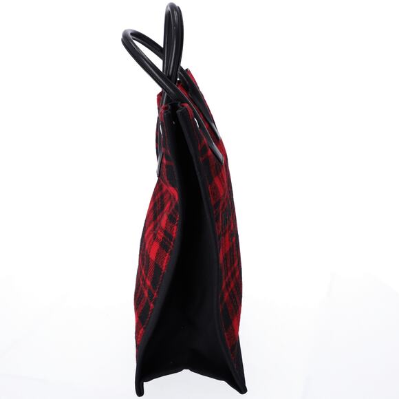 SAINT LAURENT PARIS NS Rive Gauche Tote Bag 632539 Black Red Wool - Picture 8 of 8